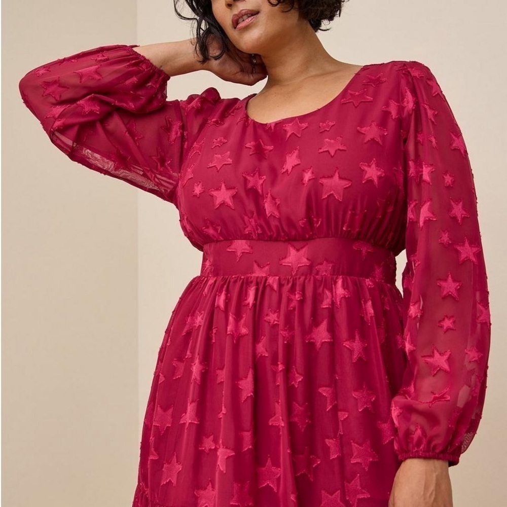 NWT Torrid Star Scoop Neck Tiered Midi Dress